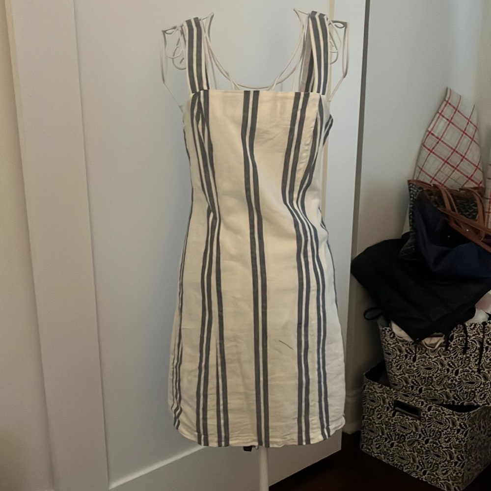 Blue and white striped sundress
